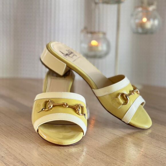 Amalfi Yellow and Cream Mules with Elegant Design - Picture 1 of 8